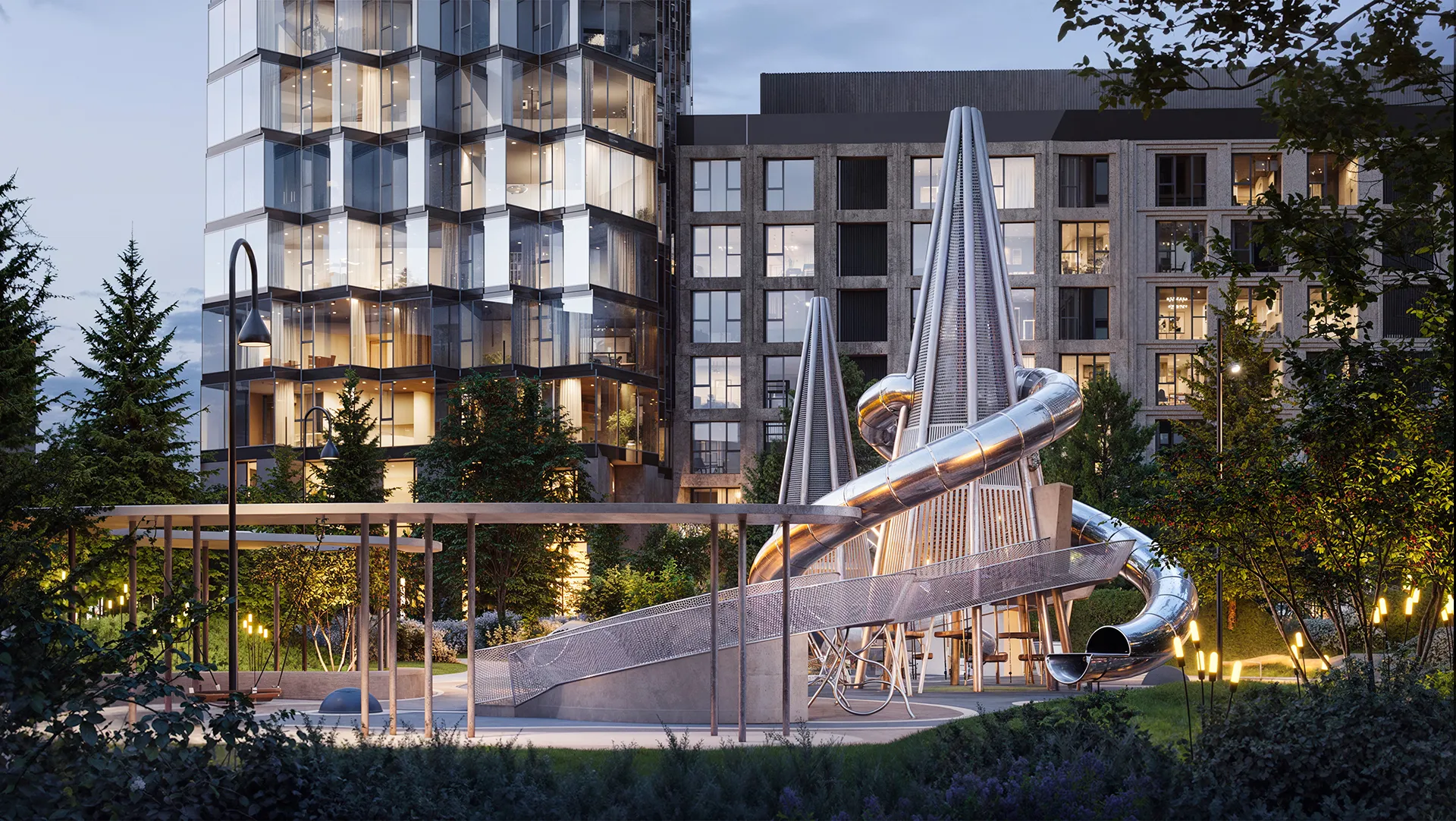 Mont Blanc project thumbnail — exterior 3D render of Shluzovaya residential complex