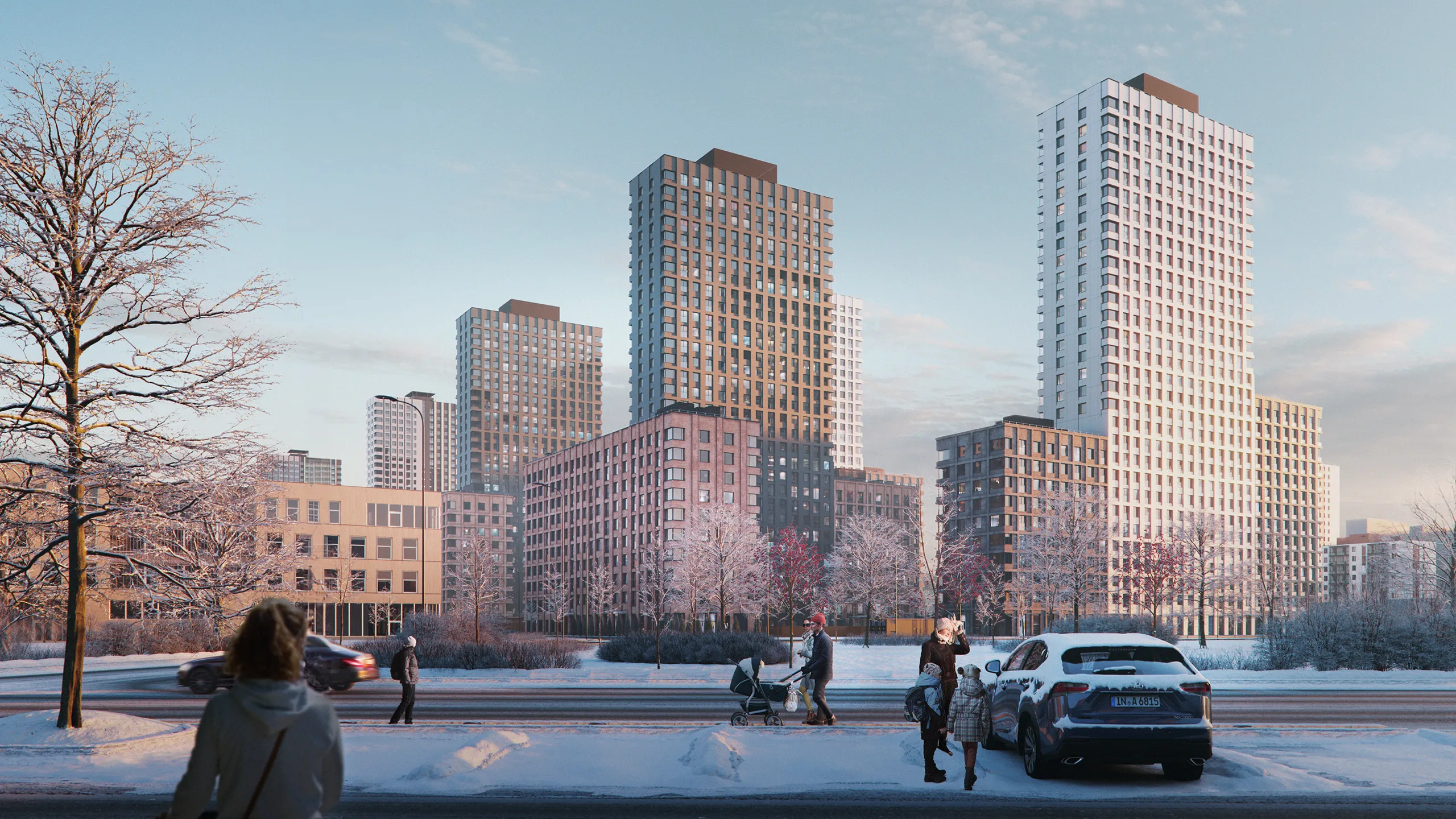 Balance project thumbnail — main exterior 3D render of residential complex with courtyard