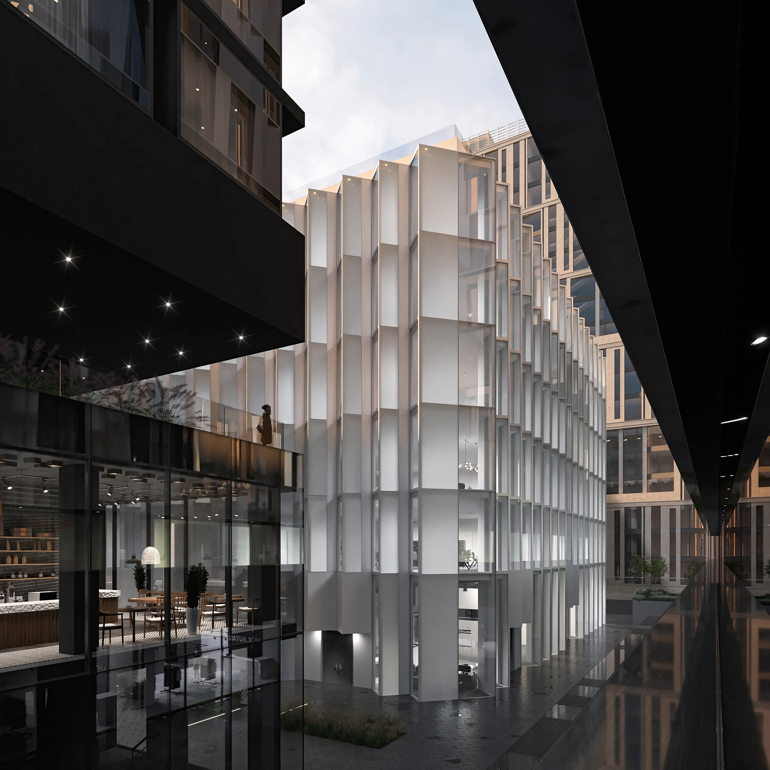 Lunar project thumbnail — exterior 3D render of modern residential complex