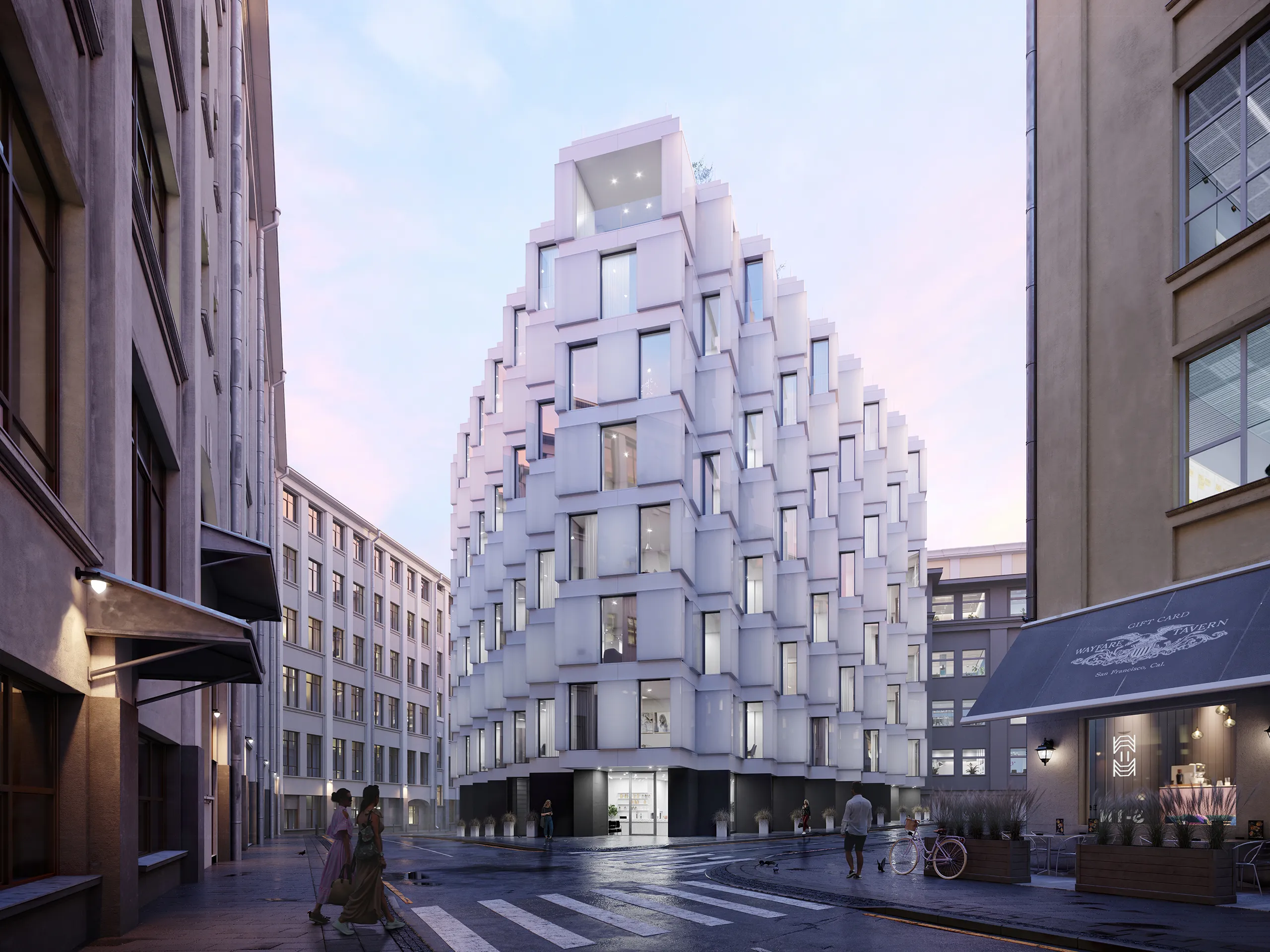 Lumin project thumbnail — exterior 3D render of modern residential complex facade